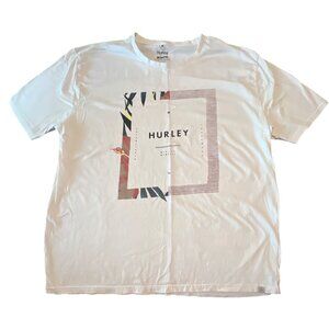Hurley White Graphic T-Shirt XL 100% Cotton Mens Short Sleeve Crew Neck